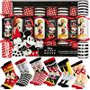 Disney Christmas Crackers con 6 Calzini Divertenti Stitch Marvel Frozen per Donna Bambini - 6 Crakers Natalizi con Stitch Gadget Regalo Originali (Nero/Rosso Mickey Adulto)