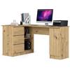 AKORD Scrivania ad Angolo B-20 | 3 cassetti, 2 Ripiani e un Ripiano con Anta | Scrivania | Scrivania ad angolo | Scrivania ad angolo per l'ufficio in casa | 155x77x85 | 60 kg Quercia artigianale