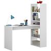 Bricozone Scrivania con Libreria Reversibile Scrittoio Scaffali Laterali Mobile Desk da Ufficio Soggiorno Sala da Pranzo 120 x 144 x 53 cm Bianco