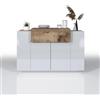 WHOUS - Scarpiera ingresso salvaspazio CORONA doppia profondità 120x45x85 cm - mobile 2 ante 1 ribalta 9 scomparti bianca/acero melaminico