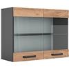 Vicco Mobile da cucina in vetro R-Line, Rovere dorato, 80 cm | 2 Ante · 1 Ripiano · Profondità - 31 cm · ✓ Liberamente combinabile · ✓ Tutto in vista