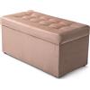 MG Design Pouf contenitore imbottito 45 × 90 cm Rosa - capacità ca. 100 L, fino a 300 kg, seduta morbida, struttura solida, già montato e facile da pulire