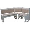 k koma Panca angolare imbottita in legno di pino, colore bianco, con imbottitura in legno massello, ecopelle, beige, 160 x 160 cm