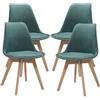 [en.casa] Set 4 Sedie con Gambe in Legno di Faggio e Scocca Rivestita in Velluto a Coste Seduta Imbottita Design Ergonomico per Sala Pranzo Cucina Ufficio - Verde Scuro