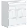 MebLocker Cassettiera con 3 Cassetti - Settimino 39x70x90 cm - Cassettiera Salvaspazio per la Camera da Letto e Soggiorno - Armadio con Cassetti dal Design Moderno - Bianco con Frontali Lucidi