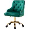 SEPNINE Sedia da Ufficio, Sedia da Scrivania con Braccioli e Rotelle, per Studio, Trucco, per camera da letto, Tessuto di Velluto Respirante, Regolabile in Altezza, Portante 135 kg, Verde