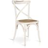 milani home - sedia moderna in legno bianco con seduta in paglia, schienale incrociato, per cucina e sala da pranzo