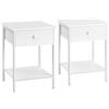 VASAGLE Set di 2 Tavolini, Comodini, con Cassetto e Ripiano, 40 x 40 x 55 cm, per Camera da Letto Soggiorno Salotto, Struttura in Metallo, Montaggio Facile, Bianco Opaco LET506W14