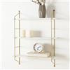 [en.casa] Scaffale da Parete a 3 Ripiani Scaffale da Muro Libreria Pensile con Ripiani Regolabili in Altezza 48 x 15 x 63.5 cm - Effetto Marmo Bianco/Oro