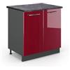 Vicco Mobile lavello cucina Fame-Line, Bordeaux lucido, 80 cm con ripiano, PL Antracite, per la combinazione con altri moduli della serie Fame-Line