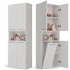 CDF Mobile da Bagno con Armadietti e Ante Bianco Colonna Bagno Salvaspazio 1 Cesto per la Biancheria Mobile Alto a Colonna Cesto Portabiancheria Armadio Bagno 174 x 60 x 30