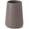 Mod Portaspazzolini Da Appoggio In Ceramica Tortora Opaco - Bicchiere Bagno Design Tondo Antibatterico H 11 cm - Linea Sidney