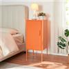 [en.casa] Armadietto in Acciaio Comodino con Anta e Serratura a Chiave Tavolino da Divano 82 x 35 x 35 cm - Arancione