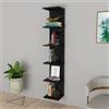 [en.casa] Mensola da Parete Sospesa con 6 Ripiani Scaffale Verticale a Muro Libreria Pensile per Libri Decorazioni Soggiorno Studio Ingresso 180x35x32 cm - Effetto Marmo Nero