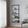 [en.casa] Scaffale da Parete con Scomparti Aperti Scaffale Pensile in Acciaio Mensola da Muro Libreria da Parete Stile Industriale 140 x 60 x 18 cm - Nero, opaco
