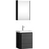 Planetmöbel Lavabo con mobile sottolavabo 50 cm incl. armadio a specchio 50 cm, set di mobili da bagno con lavabo, sospeso, antracite