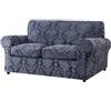 WWQQKJ Fodera per Divano con Cuscino Separato, Protezione per Divano in Tessuto Damascato Jacquard, Elegante Rivestimento per Mobili in Tessuto Elasticizzato Spandex(Blu Grigio,2 posti(145-180 cm))