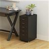 [en.casa] Cassettiera in Acciaio con Rotelle Mobile Archivio Schedario 69 x 28 x 41 cm Mobile da Ufficio con 5 Cassetti - Nero