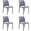 GLOUPIE Set 4 Sedie Volga In Polipropilene, Impilabile, Dimensioni 54 x 46 x 81 Cm, Per Interno Ed Esterno, Made In Italy