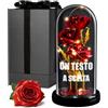 Maverton Rosa Stabilizzata con LED Personalizzata - Regalo Donna Compleanno Elegante - Rosa Eterna in Cupola di Vetro - Idee Regalo Donna - Dimensioni 21 cm x 11 cm