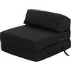 Ready Steady Bed Comoda Sedia Pieghevole Z-Fold | Divano Letto Futon Leggero 168x60cm | Resistente all'acqua Letto Pieghevole con Poggiatesta | Materasso Zbed dal Design Ergonomico (Nero)
