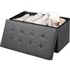 GIANTEX Panca ottomana pieghevole con vano portaoggetti, 80 x 40,5 x 40,5 cm, panca in tessuto Oxford con coperchio e cestello interno, seduta imbottita, baule per ingresso, camera da letto (grigio