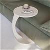 Sugodesign Tavolino rotondo da salotto, con ruote, a forma di C, elegante, ideale come piano d'appoggio per divano e poltrona, beige effetto sabbia