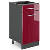 Vicco Mobiletto base per cucina R-Line, Rosso lucido, 40 cm senza piano di lavoro, per la libera combinazione all'interno di sistemi cucina modulari
