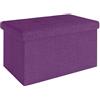 INTIRILIFE Panca pieghevole 49x30x30 cm in VIOLA - Cubo di seduta con coperchio e vano portaoggetti in tessuto con incavi Cubo di seduta poggiapiedi richiudibile cassetto portaoggetti sgabello sedile