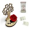 La Rosa dei Sogni Rosa Stabilizzata con Albero della Vita in Legno Intaglio Laser - Fiore Naturale a Lunga Durata, Scatola Elegante - Made in Italy (Rosso)