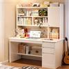 Generic Scrivania Moderna In Legno Con Cassetto E Conigliera Per Computer，Tavolo Da Studio Postazione Di Lavoro Con Credenza E Libreria，Banco Di Lavoro Per L'Apprendimento(Size:120 * 45 * 164cm)