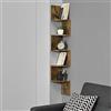 [en.casa] Scaffale Angolare da Parete Design Zigzag con 5 Ripiani Arrotondati Mobile Salvaspazio da Muro 123 x 19,5 x 19,5 cm - Effetto Noce