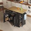 Huayz - Carrello da cucina con piano ribaltabile, carrello da cucina mobile con 2 ante, 3 cassetti, spazio di archiviazione estensibile per portaspezie, porta asciugamani laterali, 120 x 40(65) x 90