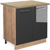 Vicco Mobiletto base cucina Fame-Line, Antracite lucido, 80 cm con ripiano, PL Rovere, per la combinazione con altri moduli della serie Fame-Line