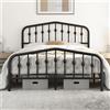 Yaheetech Struttura Letto Matrimoniale in Metallo con Testiera e Pediera 140 x 200 cm Nero Facile Montaggio Altezza 32 cm Moderno