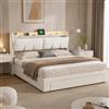 BAJKNIU Letto matrimoniale 140x200 cm con cassetti, testiera contenitore con ricarica e illuminazione a LED, letto cassettiera con cassetti e rete a doghe, velluto, senza materasso