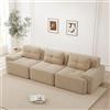 Bladez Divano Modulare Cloud Moderno, Divano Modulare Cloud Extra Large in Cord, Senza Montaggio, Ampie Braccioli e Base Antiscivolo, Divano Cloud in Tessuto Combinabile per Soggiorno (Beige, 3 Posti)