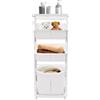 Gaabungky Carrello portabiancheria arrotolabile, 43 x 29 x 115,5 cm, design a 4 livelli, con 4 ruote universali, per soggiorno, lavanderia, WC (bianco)