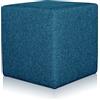Deshome Pouf poggiapiedi cubo 43x43x44 cm stoffa Idrorepellente: Pouf design moderno per divano soggiorno camera da letto, Puff poggiapiedi, Pouffe salotto Minerva (Blu azzurro)