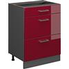 Vicco Mobiletto base per cucina R-Line, Rosso lucido, 60 cm