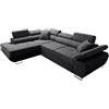 Robin Inspire Saturn Premium Divano angolare con funzione letto cassetto per biancheria e cuscini Poggiatesta regolabili stile moderno nero angolo a sinistra 272 x 200 x 90