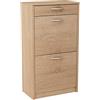 MATKAM Scarpiera 2D1S in stile moderno, largh. 50 x alt. 92 x prof. 28 cm, pannello per mobili laminato 16 mm, con pannello posteriore, 2 ripiani per scarpe ribaltabili, 1 cassetto (rovere Sonoma)
