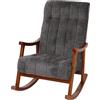 Mendler Sedia a dondolo HWC-K10, poltrona relax, legno FSC stoffa/tessuto ciniglia (465g/m²) - grigio scuro, color noce