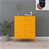 Homgoday Cassettiera in acciaio giallo senape, 80 x 35 x 101,5 cm, cassettiera, supporto per camera da letto, mobile per camera da letto, con cassetti, armadio per soggiorno