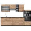Vicco Cucina componibile Fame-Line, Rovere dorato/antracite, 280 cm, PL Antracite, adatto per una progettazione flessibile della cucina ed espansione modulare