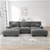 TIZZ Divano ad angolo modulare, di lusso, a forma di U, Cloud Couch, per soggiorno, a seduta profonda, divano letto trasformabile con cuscini, chenille, grigio