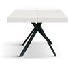 PAZZO DESIGN Tavolo Allungabile Eva, Gambe Incrociate Nere, Made In Italy, Bianco Frassinato, Cucina, Sala Da Pranzo, Estensibile, 95x90x76 cm - id_2150
