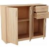 MATKAM Cassettiera 3D2S, L110 x H85 x P35 cm, credenza con 2 cassetti e 2 scomparti con ante, ideale per ufficio, corridoio, soggiorno, camera dei ragazzi o dei bambini (rovere Sonoma)