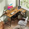 DEVAISE Scrivania Gaming Angolare 110x80cm, Scrivanie a L Salvaspazio con LED RGB, Scrivania da Ufficio con Corrente e USB, Supporto Monitor Ergonomico e Mensole per Camera e Studio, Rustic Brown