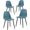 Brigros WeHome - Set da 4 sedie in tessuto Bella, gambe in metallo e seduta in tessuto, adatte per casa, sala da cucina, salotto, sale da attesa, uffici, bar (Blu navy, Metallo - Tessuto)